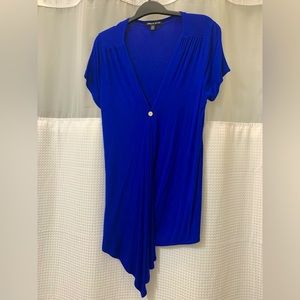 Ultra blue lightweight top. Elongated front style is very flattering. Size L.